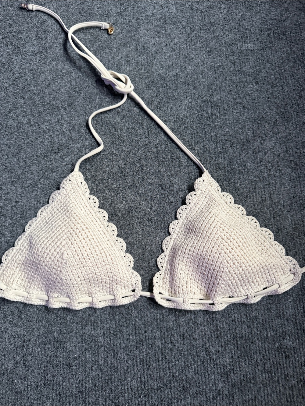 Victoria's Secret White Crochet Triangle Bikini Top